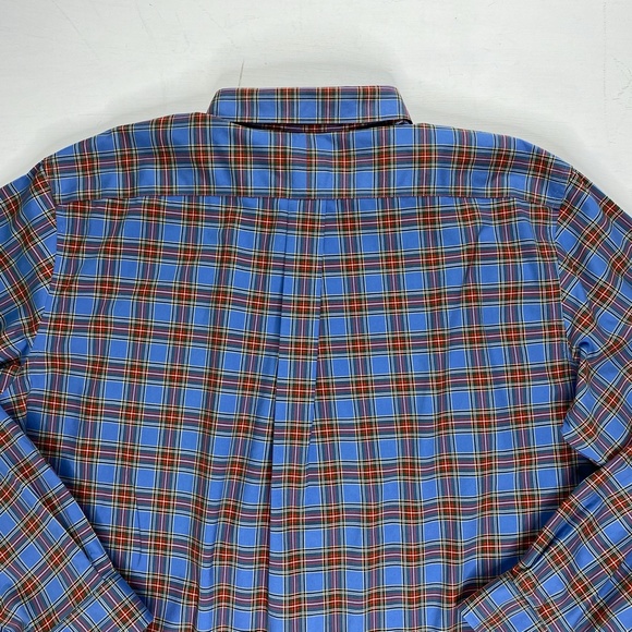 LL Bean Mens Traditional Fit Blue Plaid Button Down Shirt XL - Picture 5 of 9